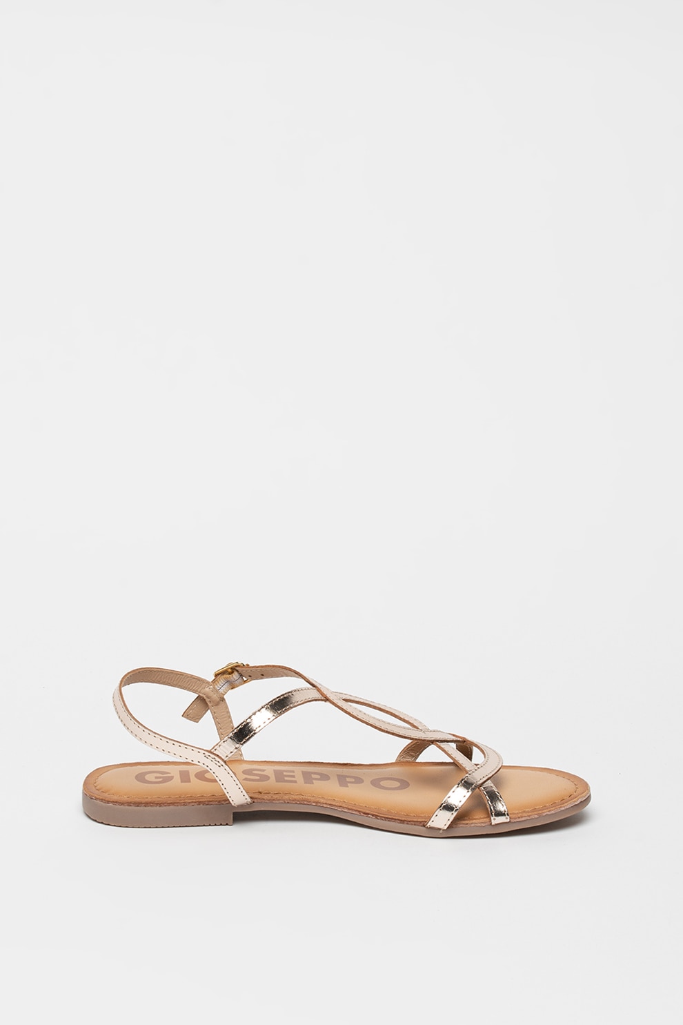 Gioseppo, Sandale de piele cu aspect metalizat Navassa, Auriu, 39