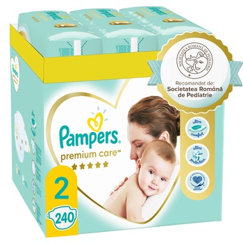 Scutece Pampers Premium Care XXL Box Marimea 2, Nou Nascut, 4-8 kg, 240 buc Scutece Pampers Premium Care XXL Box Marimea 2, Nou Nascut, 4-8 kg, 240 buc
