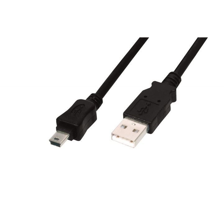 USB кабел ASSMANN AK-300130-018-S, Type A - mini B (5pin), M/M, 1.8 м