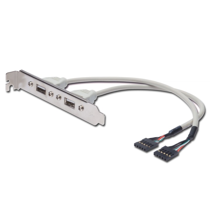 USB 2.0 Slot Bracket планка ASSMANN AK-300301-002-E, 2x Type A - 2x5pin IDC, F/F, 0.25 м