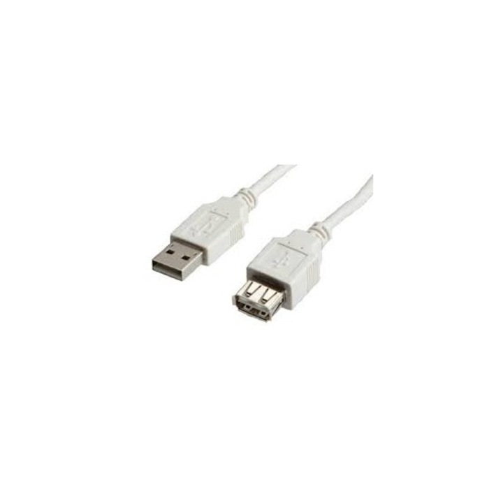 USB 2.0 кабел ROLINE S3113-100, Type A, M/F, бежов, 3.0 м