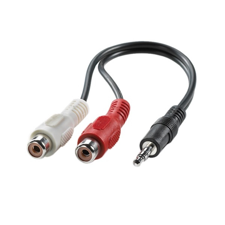 Кабел ROLINE 11.99.4340, 3.5 мм стерео M към 2x RCA F, 0.2 м, tin-plated, черен