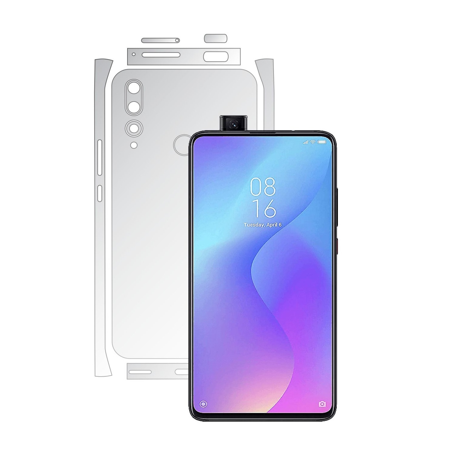 Folie Protectie Spate Invisible Skinz HD pentru Huawei Y9 Prime - Folie Siliconica Ultra-Clear cu taiere Split Cut pentru Carcasa Spate si Laterale, Skin Adeziv Transparent