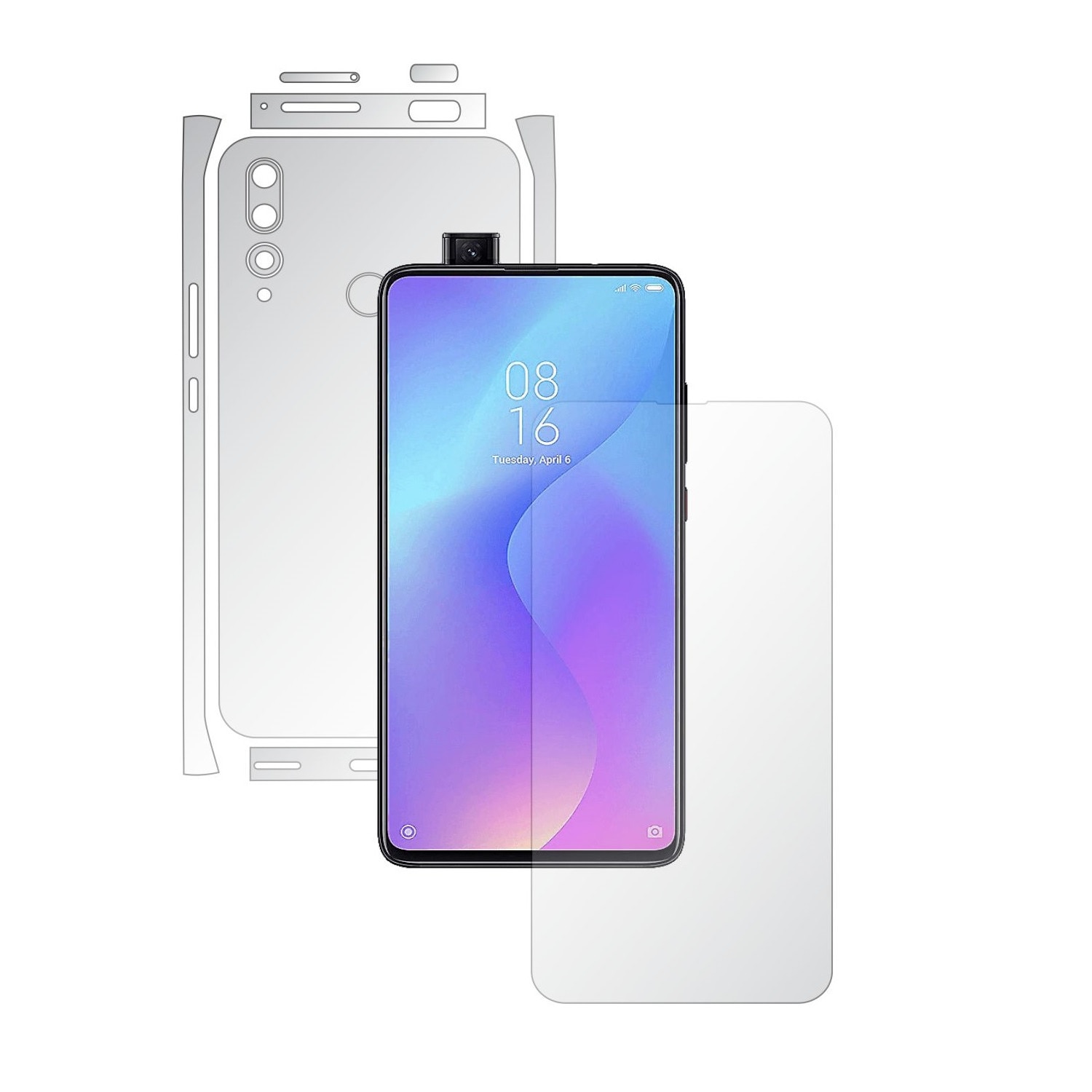 Folie Full Body Invisible Skinz HD pentru Huawei Y9 Prime - Folie Protectie Siliconica Ultra-Clear cu taiere Split Cut pentru Ecran, Carcasa Spate si Laterale, Skin Adeziv Transparent