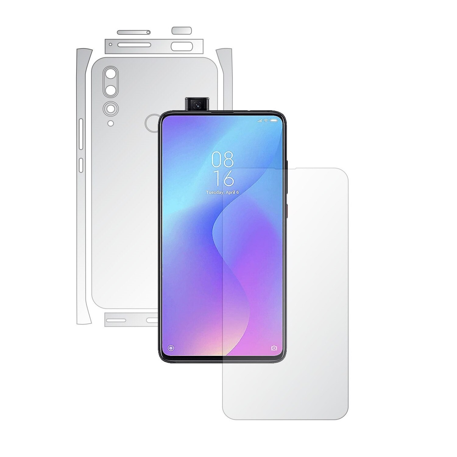 Folie Full Body Invisible Skinz UHD AutoRegeneranta pentru Huawei Y9 Prime - Folie Protectie Siliconica Ultra-Clear cu taiere Split Cut pentru Ecran, Carcasa Spate si Laterale, Skin Adeziv Transparent