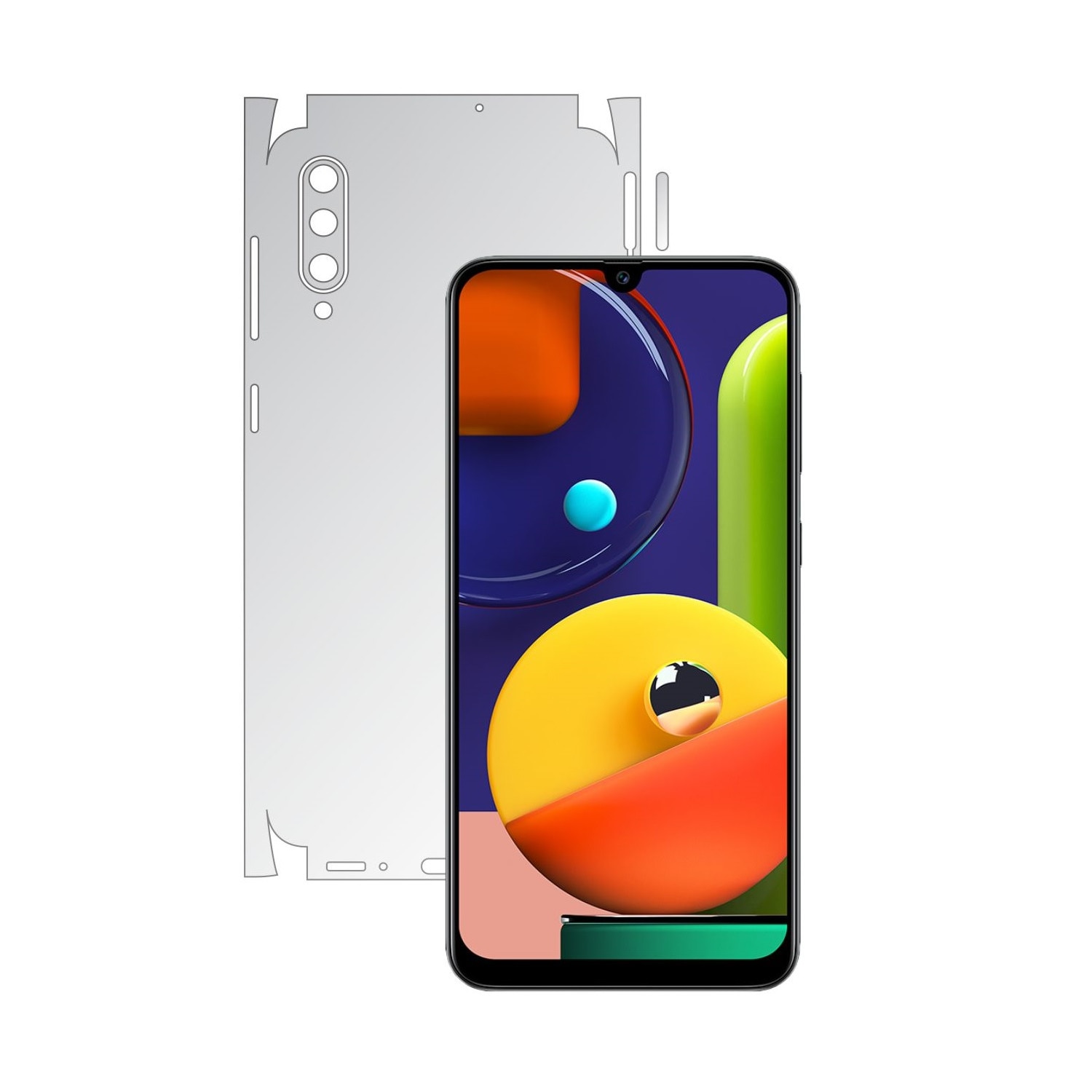 Folie Protectie Spate Invisible Skinz HD pentru Samsung Galaxy A50s - Folie Siliconica Ultra-Clear cu taiere 360 Cut pentru Carcasa Spate si Laterale, Skin Adeziv Transparent