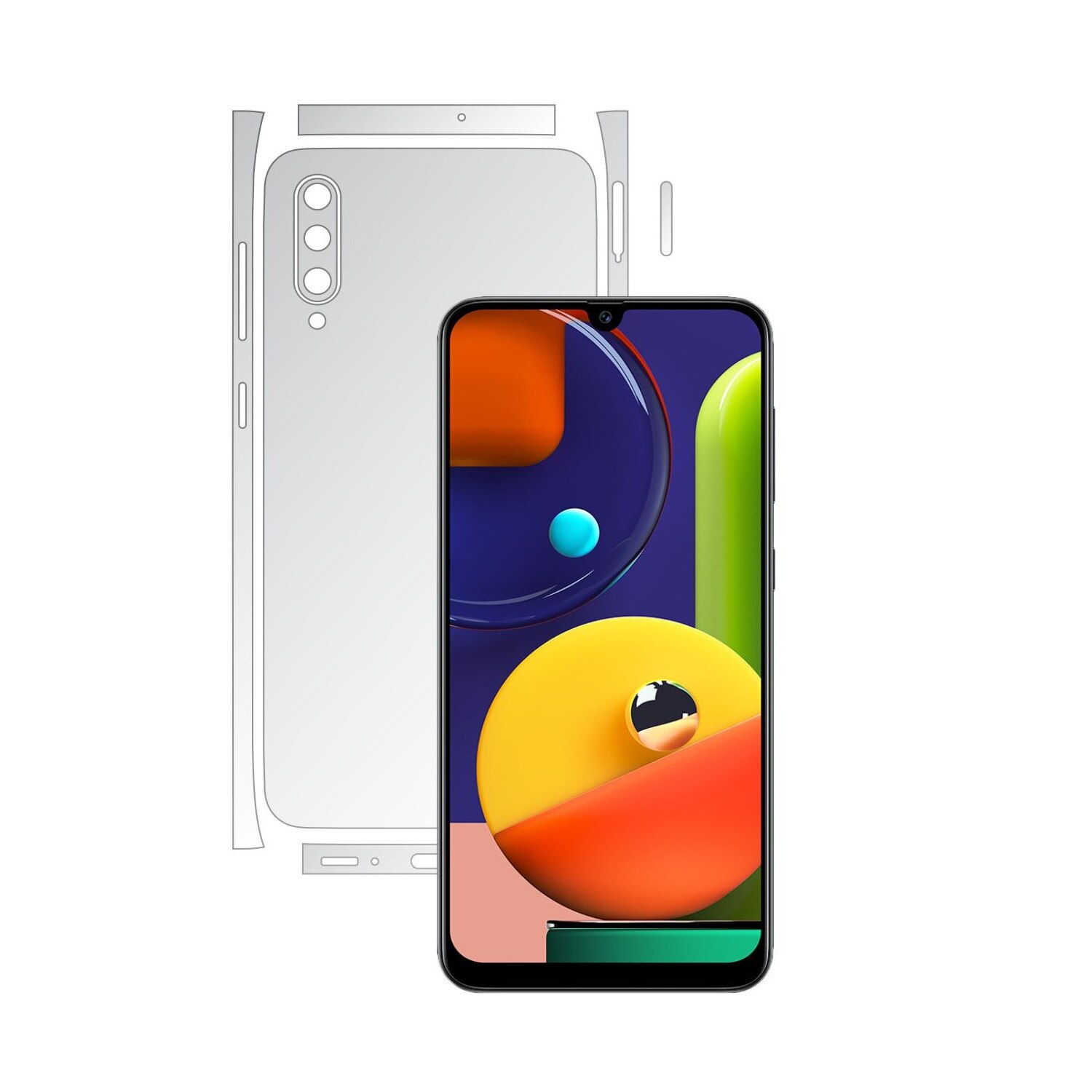 Folie Protectie Spate Invisible Skinz UHD AutoRegeneranta pentru Samsung Galaxy A50s - Folie Siliconica Ultra-Clear cu taiere Split Cut pentru Carcasa Spate si Laterale, Skin Adeziv Transparent