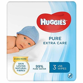Servetele umede Huggies Pure Extra Care, 3 pachete x 56, 168 buc Servetele umede Huggies Pure Extra Care, 3 pachete x 56, 168 buc