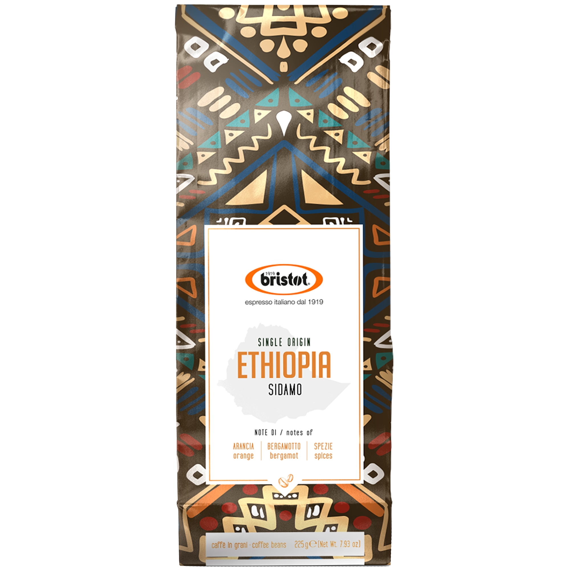 Cafea boabe Bristot Single Origin Ethiopia Sidamo, 225 gr