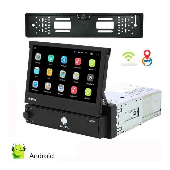 Set Dvd Mp5 Player cu Camera Suport Numar, ANDROID Retractabil 7 Inch