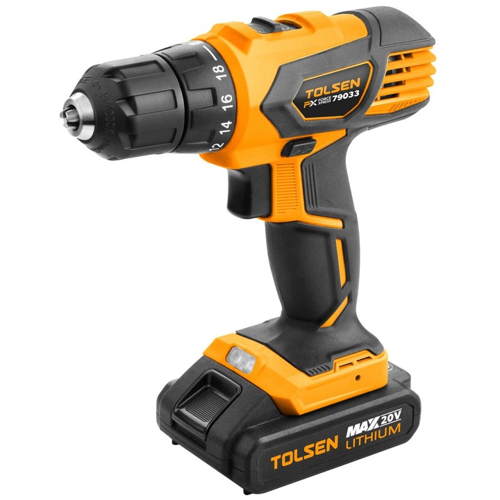 Tolsen FX Force Xpress 20 V-os Li-Ion fúrógép, 2 akkumulátor, 38 nm