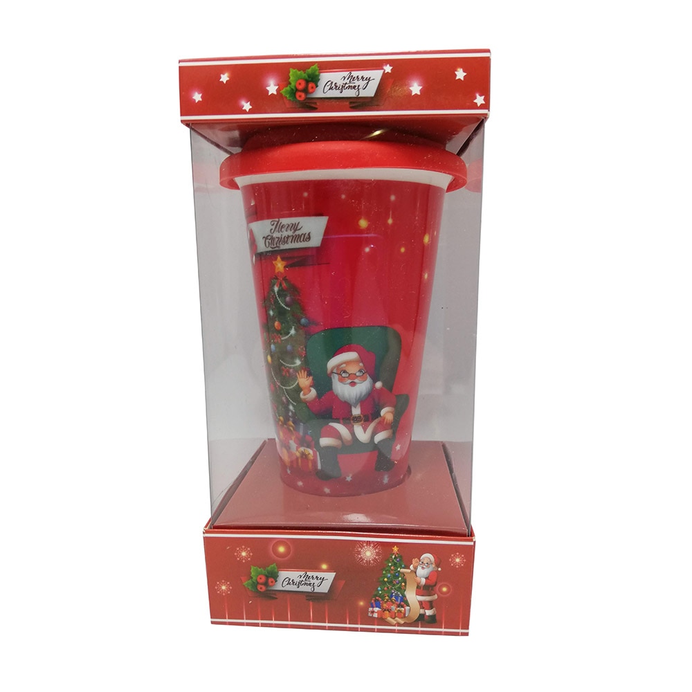 Pahar cu capac din silicon Santa, 300 ml