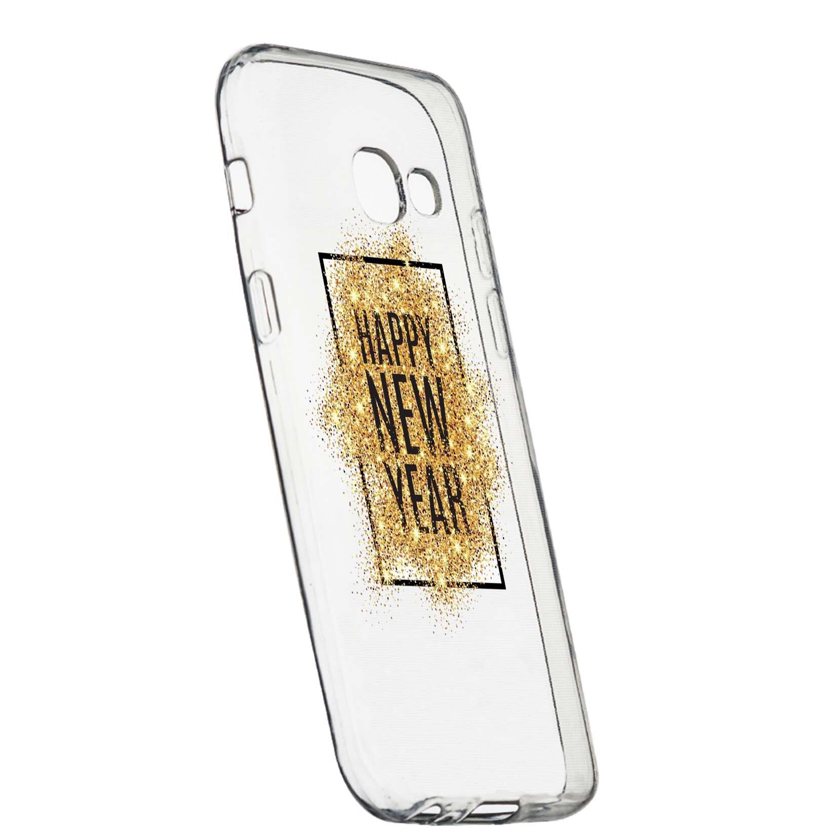 Husa de protectie Happy New Year pentru Samsung Galaxy A5 2017, rezistenta la uzura, anti-alunecare, din silicon Premium, 355
