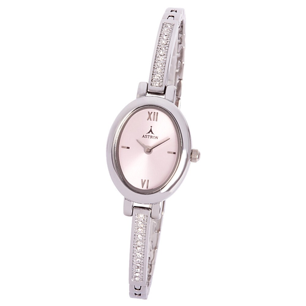 Ceas colier de dama ASTRON, mecanism quartz, culoare argintie, 29x18 mm