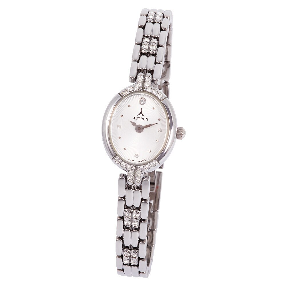 Ceas colier de dama ASTRON, mecanism quartz, culoare argintie, 25x18 mm