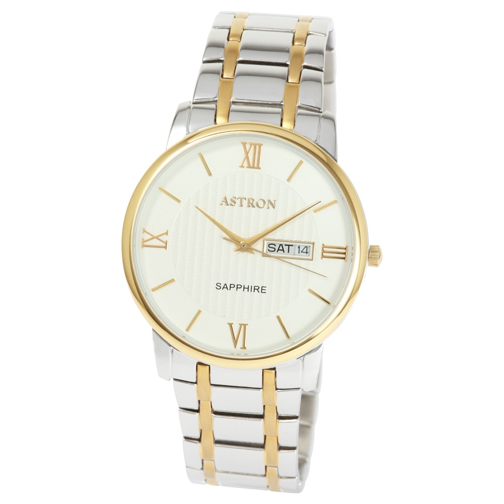 Ceas barbatesc ASTRON, mecanism quartz, carcasa si bratara bicolor, cadran alb, 40 mm