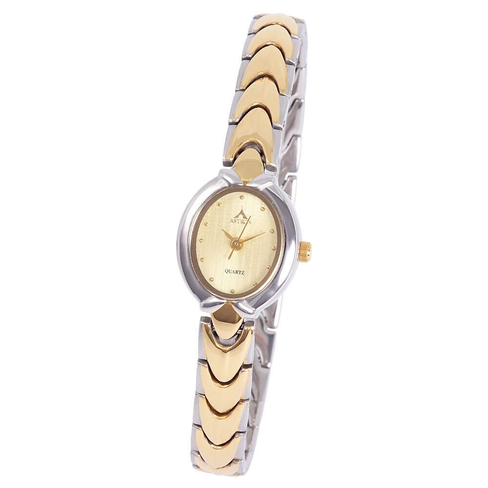 Ceas colier de dama ASTRON, mecanism quartz, bicolor, 28x18 mm