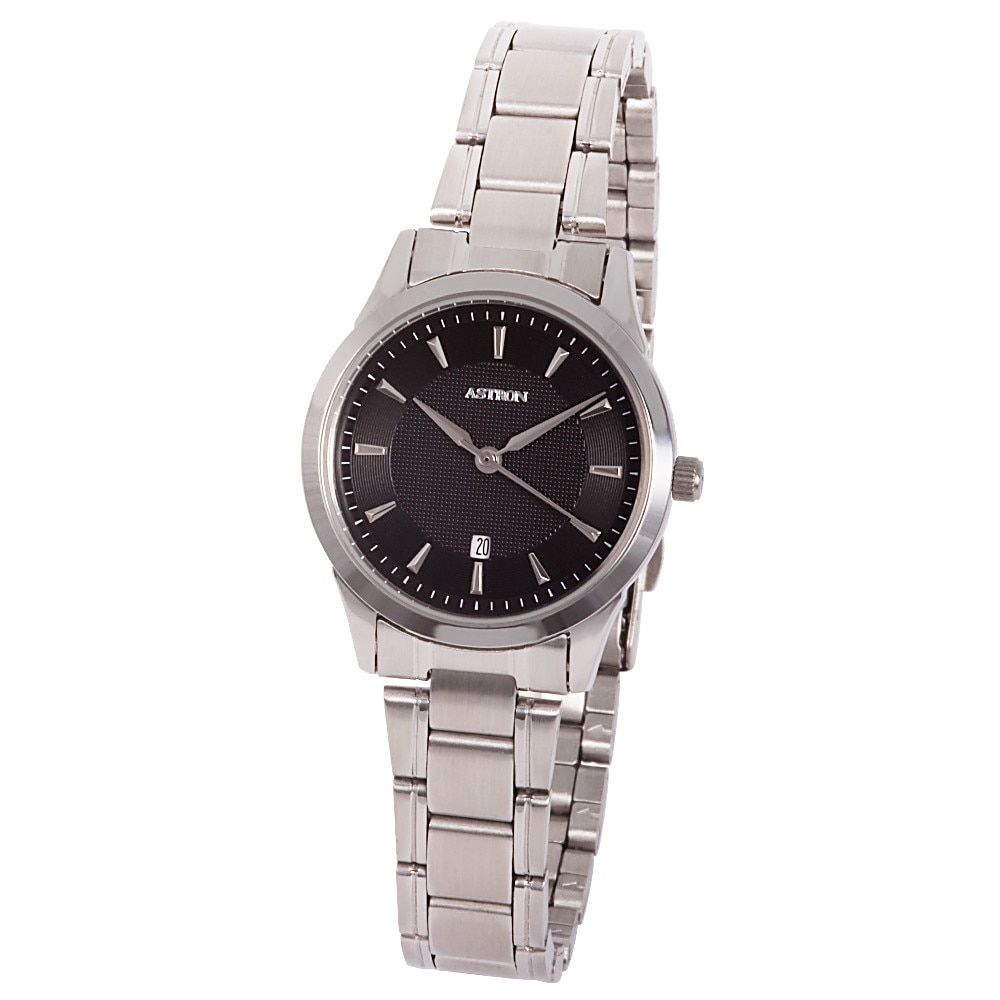 Ceas de dama ASTRON, mecanism quartz, carcasa si bratara argintie, cadran negru, 29 mm