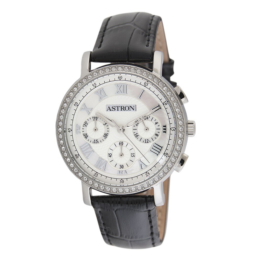 Ceas de dama argintiu ASTRON, curea de piele, 38 mm