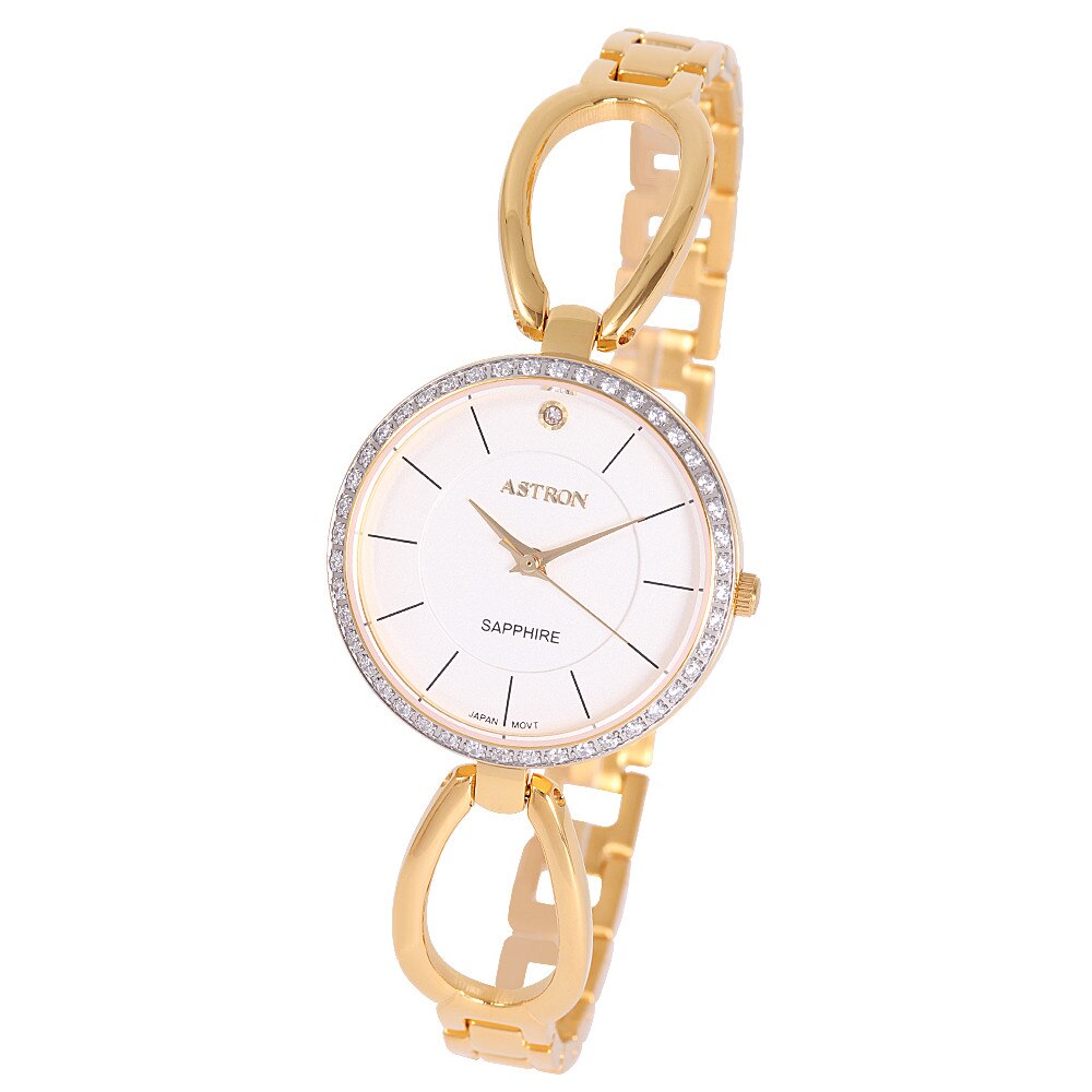 Ceas colier de dama ASTRON, mecanism quartz, carcasa si bratara aurie, cadran alb, 28 mm