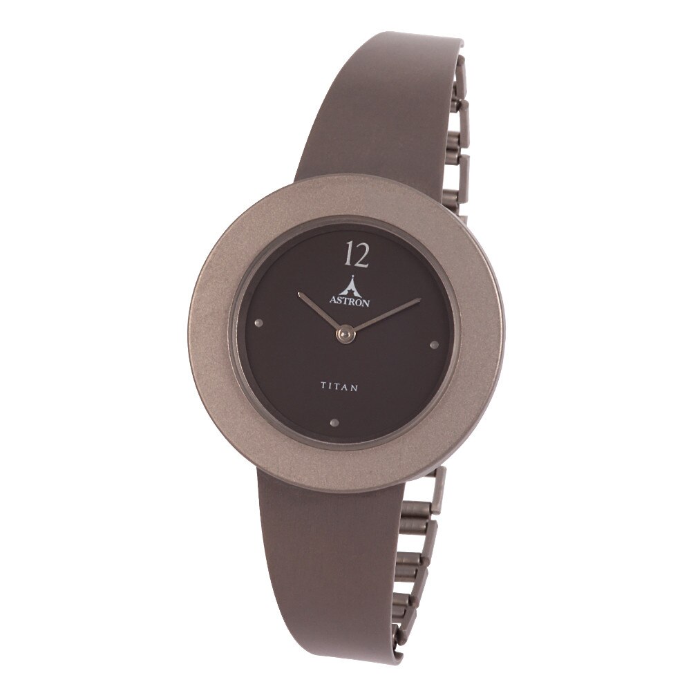 Ceas colier de dama ASTRON, carcasa si bratara din titan, cadran gri, 30 mm