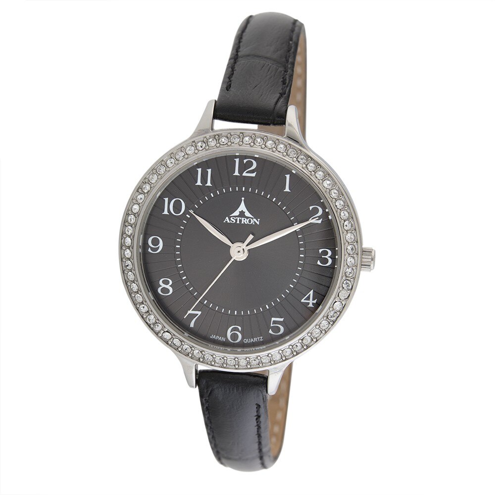 Ceas de dama argintiu ASTRON, curea de piele, 30 mm