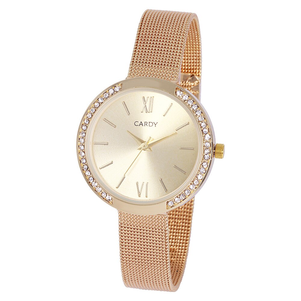 Ceas dama CARDY, mecanism quartz, carcasa aurie, cadran auriu, 32 mm