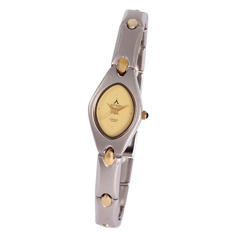 Ceas colier de dama ASTRON, bicolor, nickel free, placare IPGold, 28x16 mm