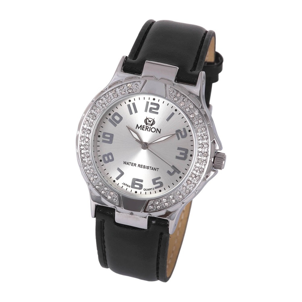 Ceas de dama MERION argintiu, curea piele, 42 mm