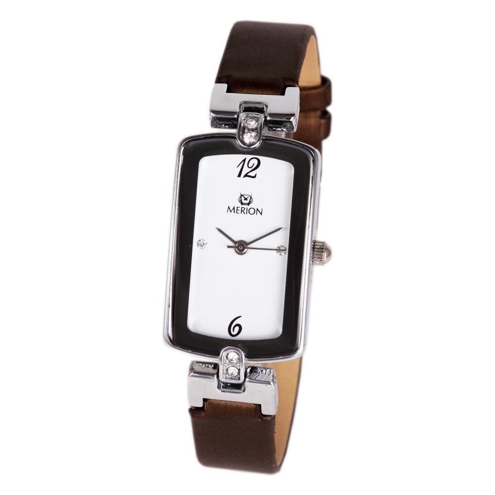 Ceas de dama MERION argintiu, curea piele, 31x20 mm
