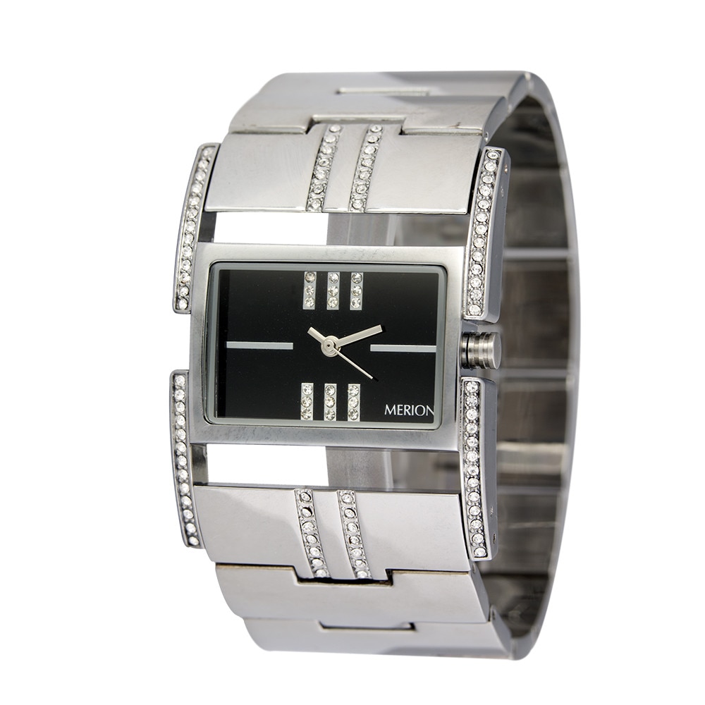 Ceas colier de dama MERION, mecanism quartz, culoare argintie, 20x30 mm