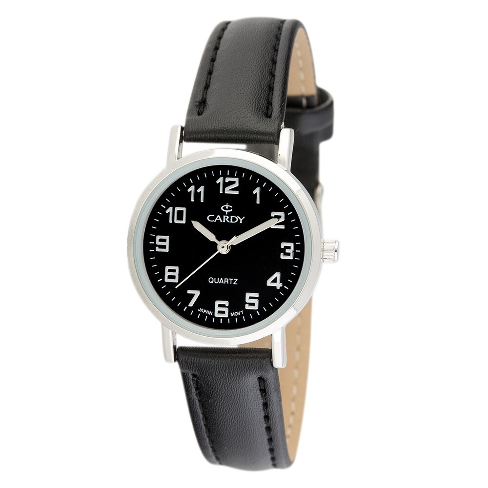 Ceas de dama argintiu CARDY, curea piele, 28 mm