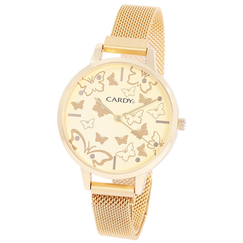 Ceas dama CARDY, mecanism quartz, carcasa si bratara aurie, cadran auriu, 38 mm