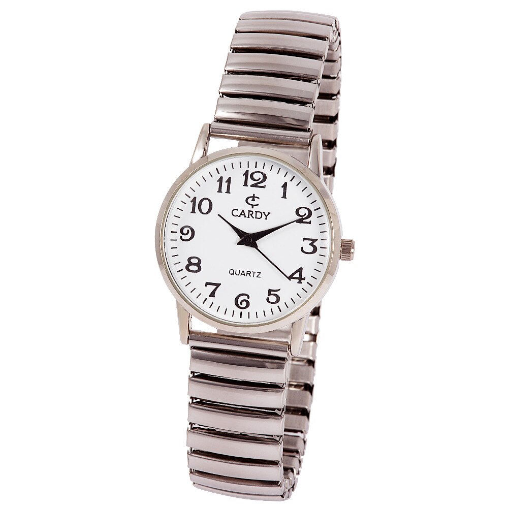 Ceas dama CARDY, mecanism quartz, carcasa argintie, cadran alb, 29 mm