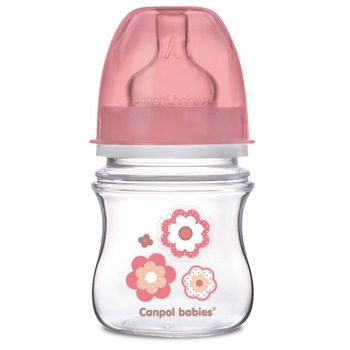 Biberon din polipropilena cu tetina din silicon 120 ml 0+ luni Canpol Babies 35/216, Roz Biberon din polipropilena cu tetina din silicon 120 ml 0+ luni Canpol Babies 35/216, Roz