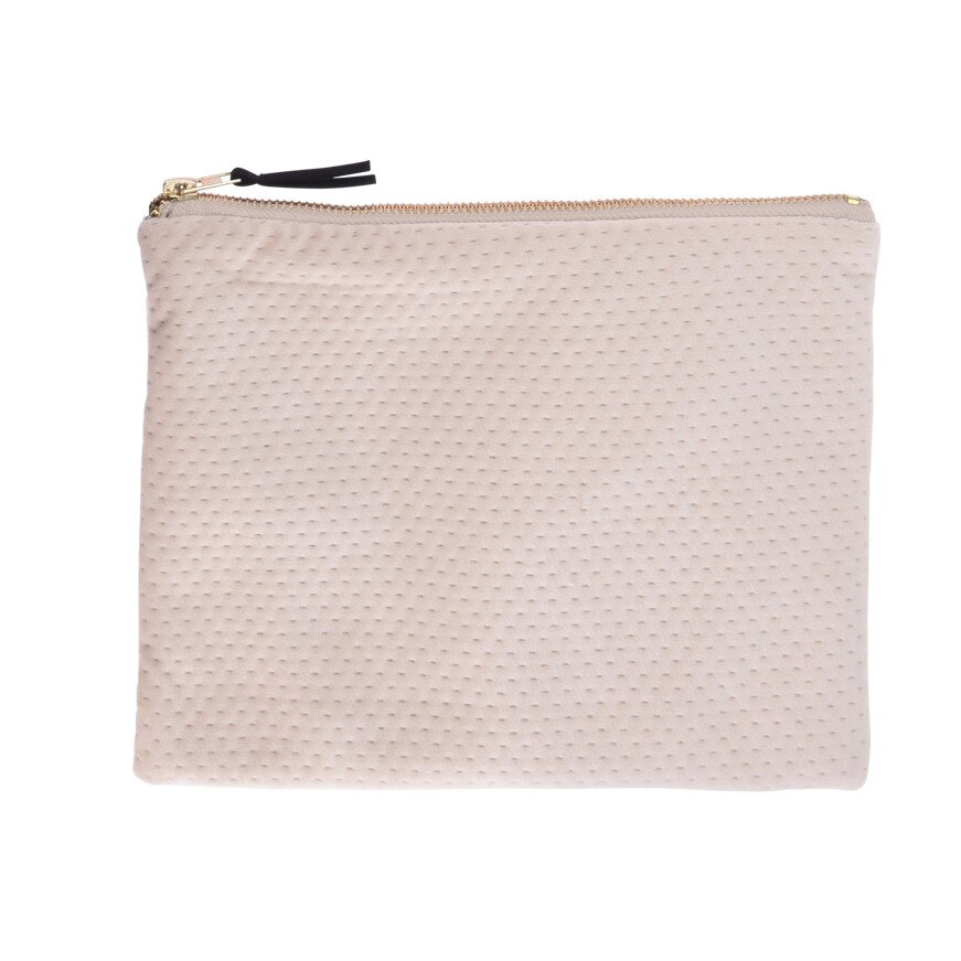 Sac gentuta de catifea, crem, 24x18 cm