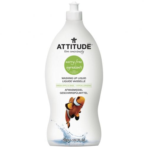 Lichid ecologic pentru spalat vase, mar verde si busuioc, Attitude, 700 ml