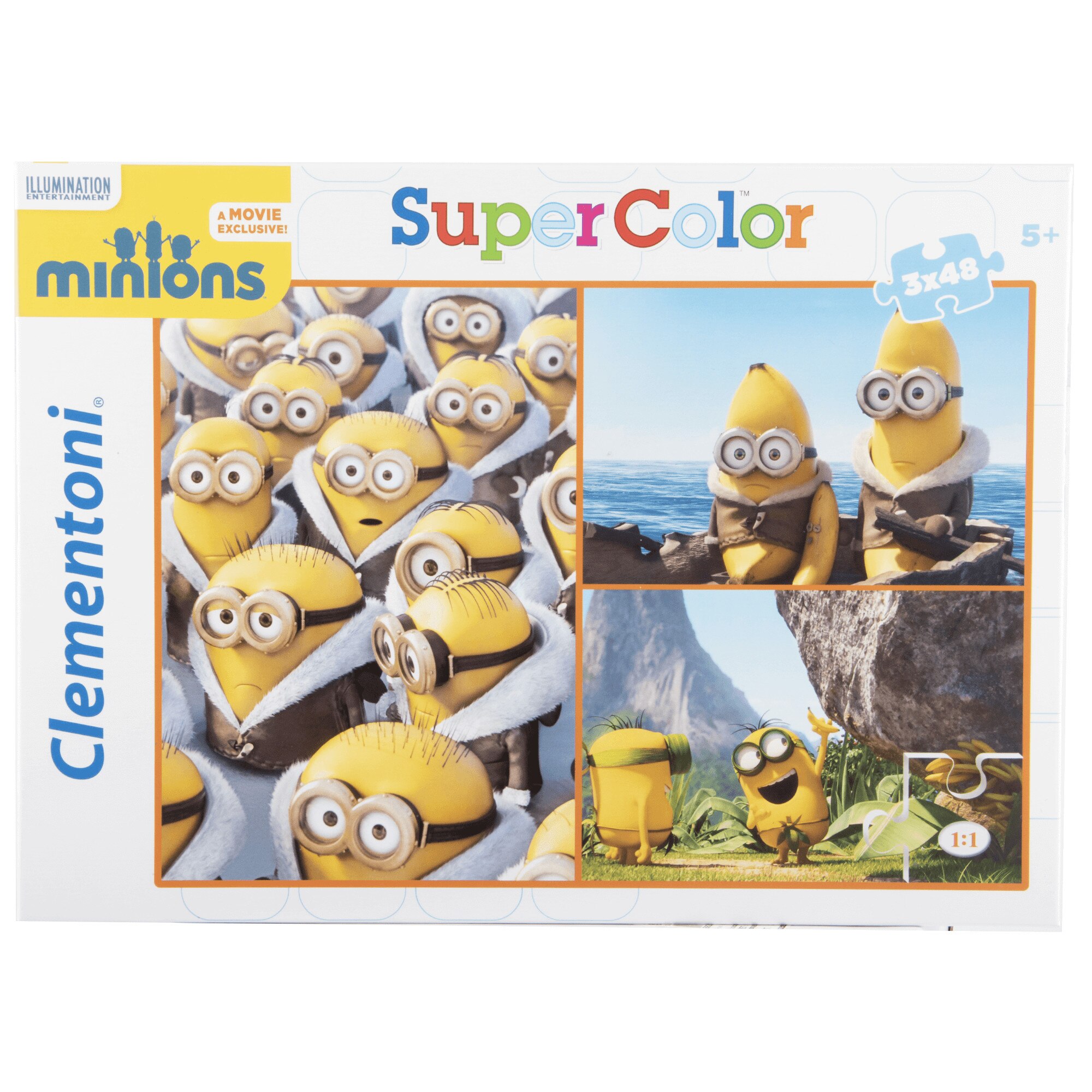 Set puzzle-uri Super Color Clementoni, personaje Minions, 3 x 48 piese