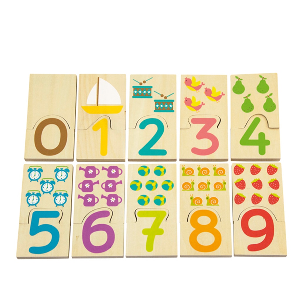 Puzzle educativ Invata cifrele din lemn, 10 piese