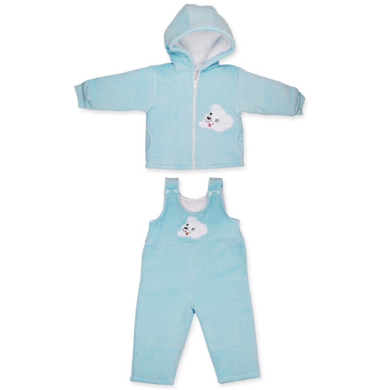 Costum din catifea cu vatelina, 12-18 luni