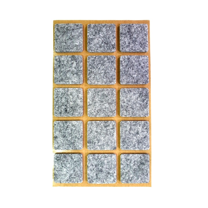 Protectie pasla autoadeziva pentru pardoseala, dreptunghiulara 28 x 28 mm, gri, set 15 buc