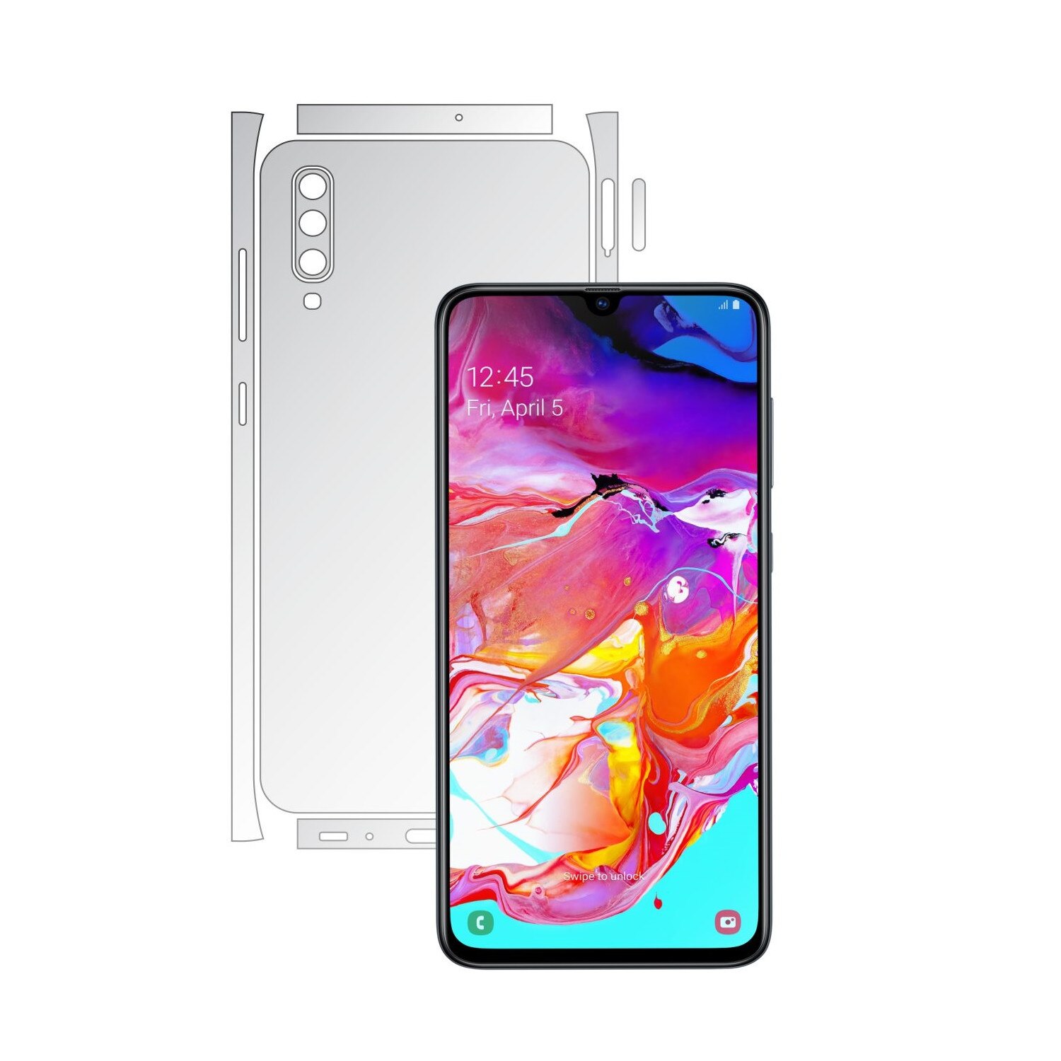 Folie Protectie Spate Invisible Skinz UHD AutoRegeneranta pentru Samsung Galaxy A70 - Folie Siliconica Ultra-Clear cu taiere Split Cut pentru Carcasa Spate si Laterale, Skin Adeziv Transparent