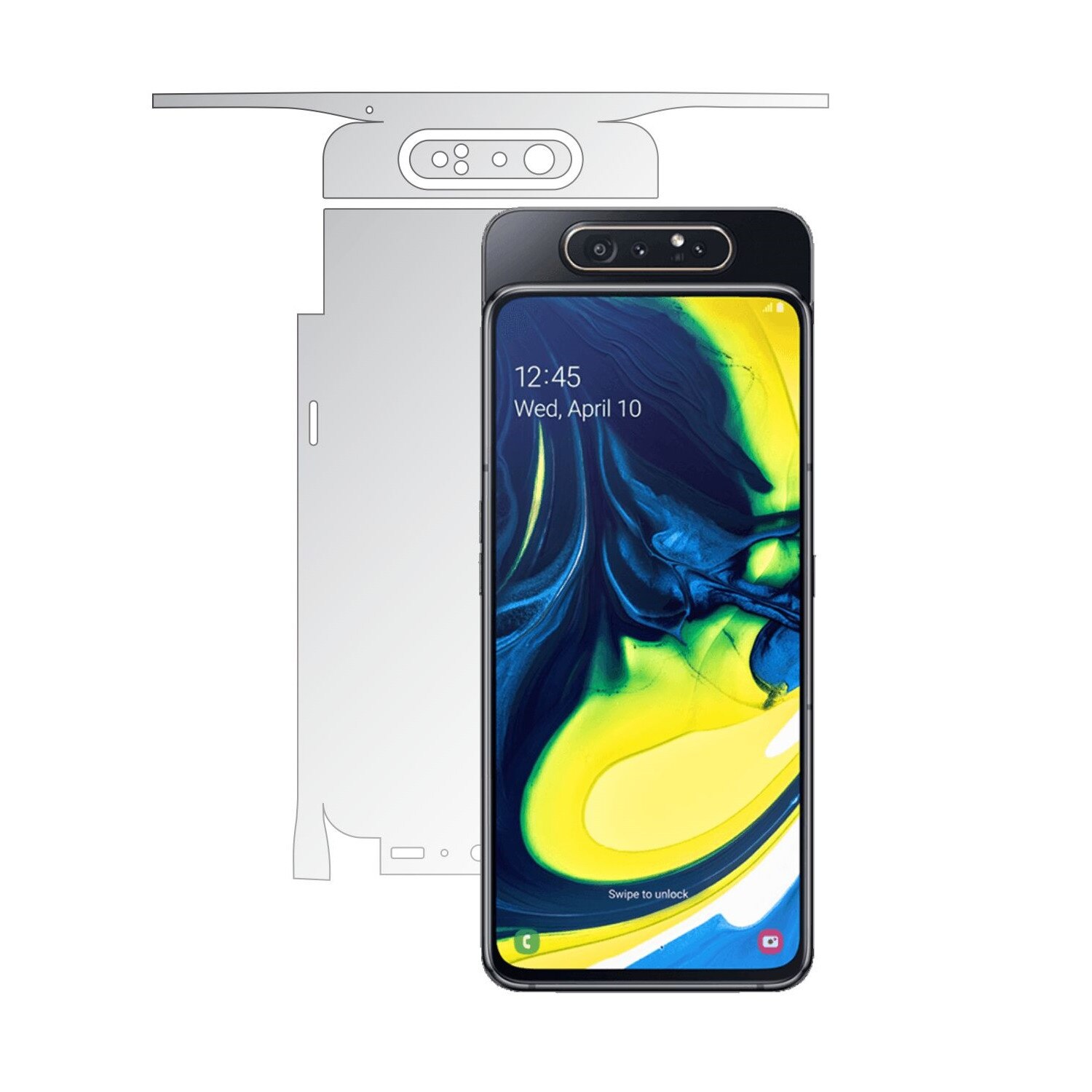 Folie Protectie Spate Invisible Skinz HD pentru Samsung Galaxy A80 - Folie Siliconica Ultra-Clear cu taiere 360 Cut pentru Carcasa Spate si Laterale, Skin Adeziv Transparent