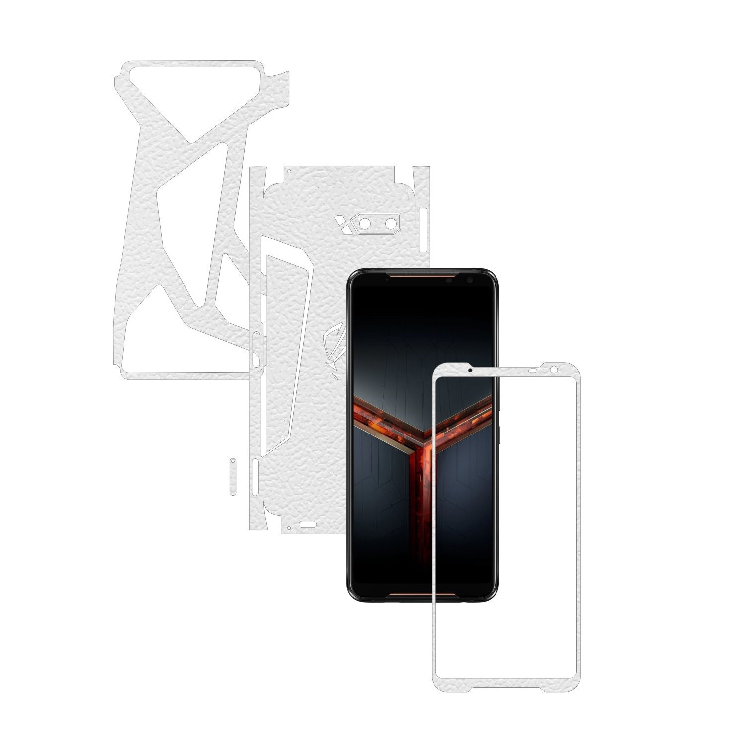 Folie Protectie Carbon Skinz pentru Asus ROG Phone 2 II - Piele Alba 360 Cut, Skin Adeziv Full Body Cover pentru Rama Ecran, Carcasa Spate si Laterale