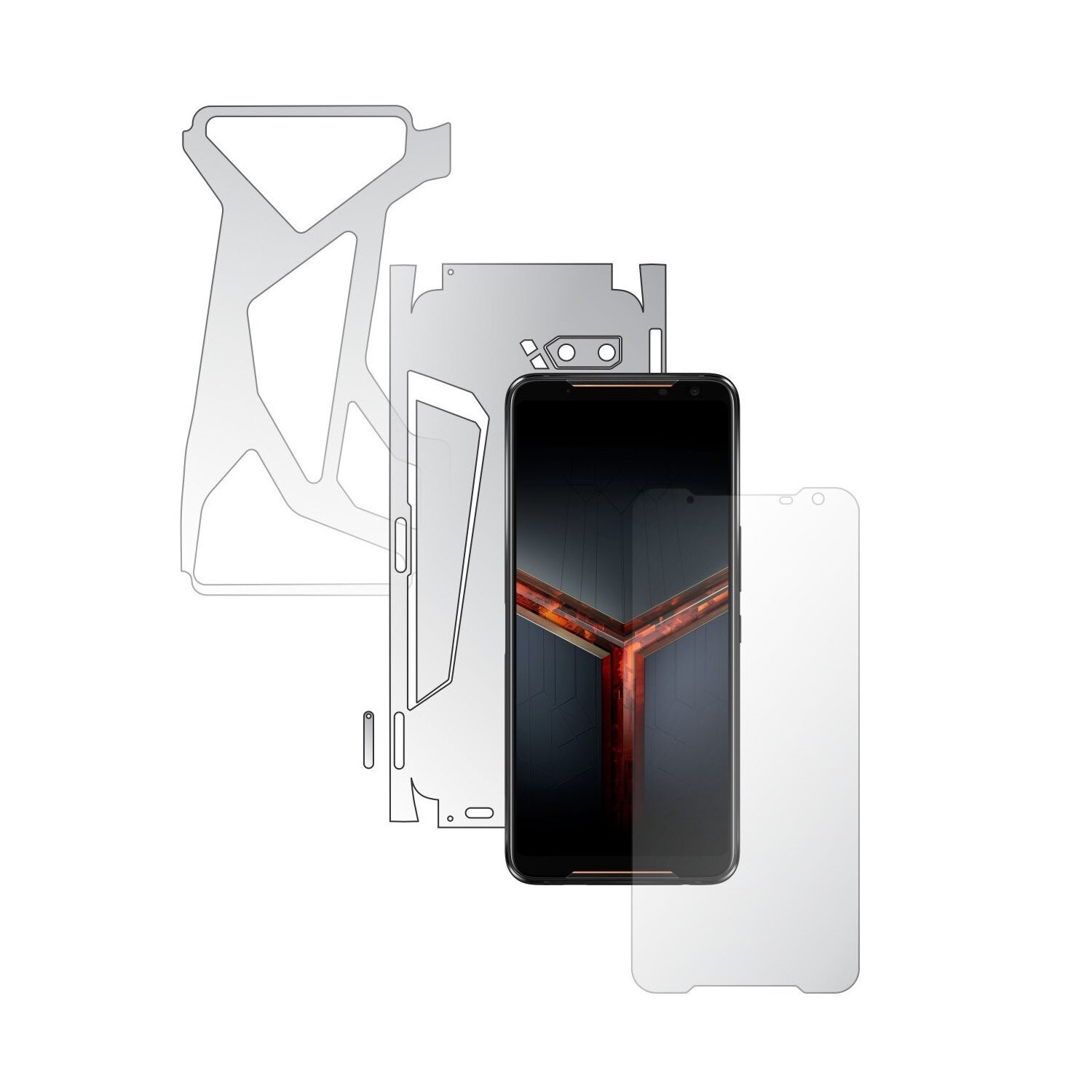 Folie Full Body Invisible Skinz HD pentru Asus ROG Phone 2 II - Folie Protectie Siliconica Ultra-Clear cu taiere 360 Cut pentru Ecran, Carcasa Spate si Laterale, Skin Adeziv Transparent