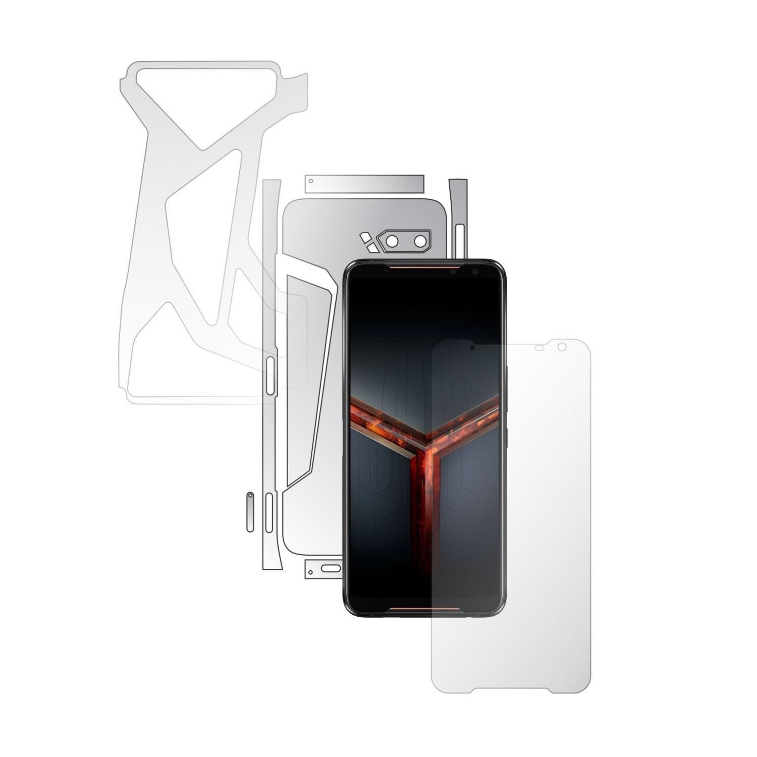 Folie Full Body Invisible Skinz HD pentru Asus ROG Phone 2 II - Folie Protectie Siliconica Ultra-Clear cu taiere Split Cut pentru Ecran, Carcasa Spate si Laterale, Skin Adeziv Transparent