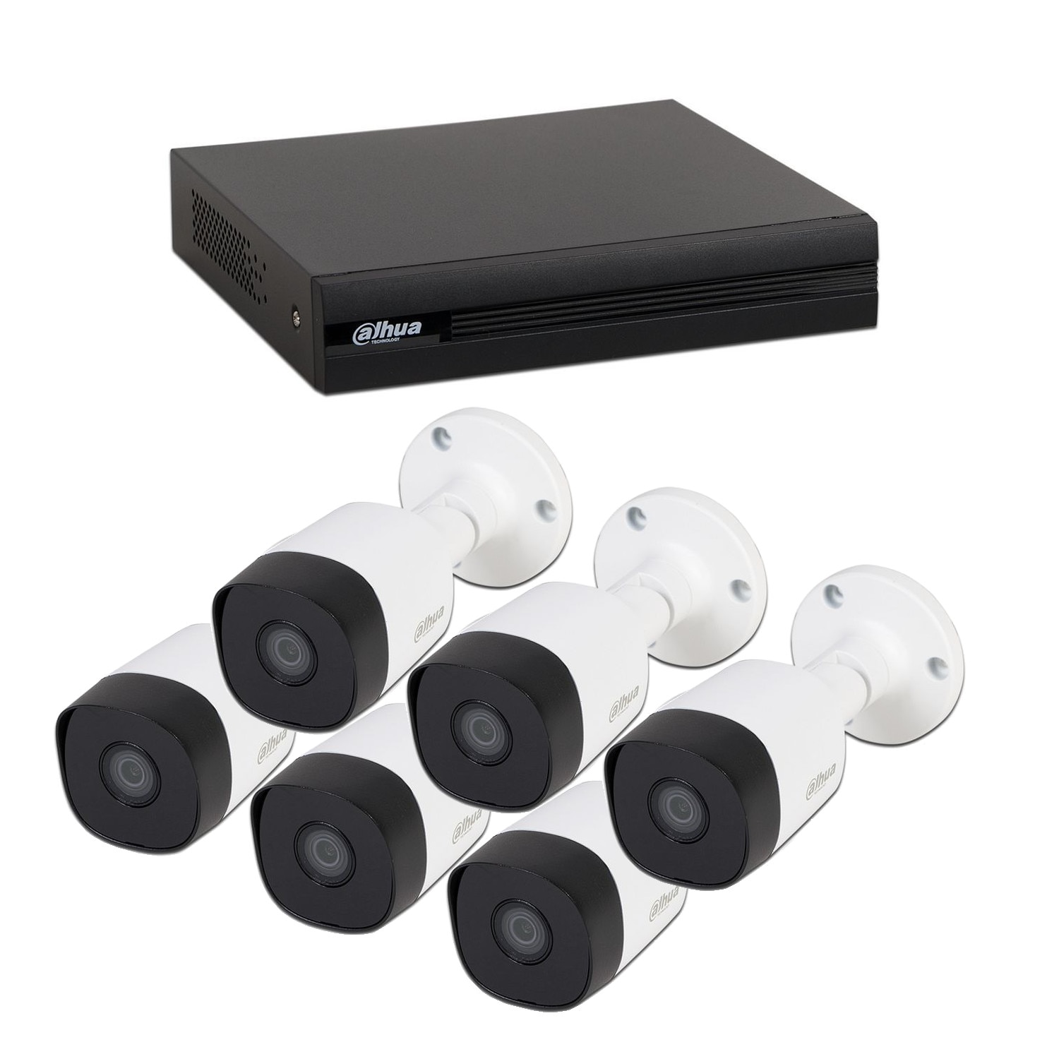 Kit Sistem Supraveghere si Securitate Dahua, 6 Camere Exterior 2MP smart IR 20m + DVR 8 canale