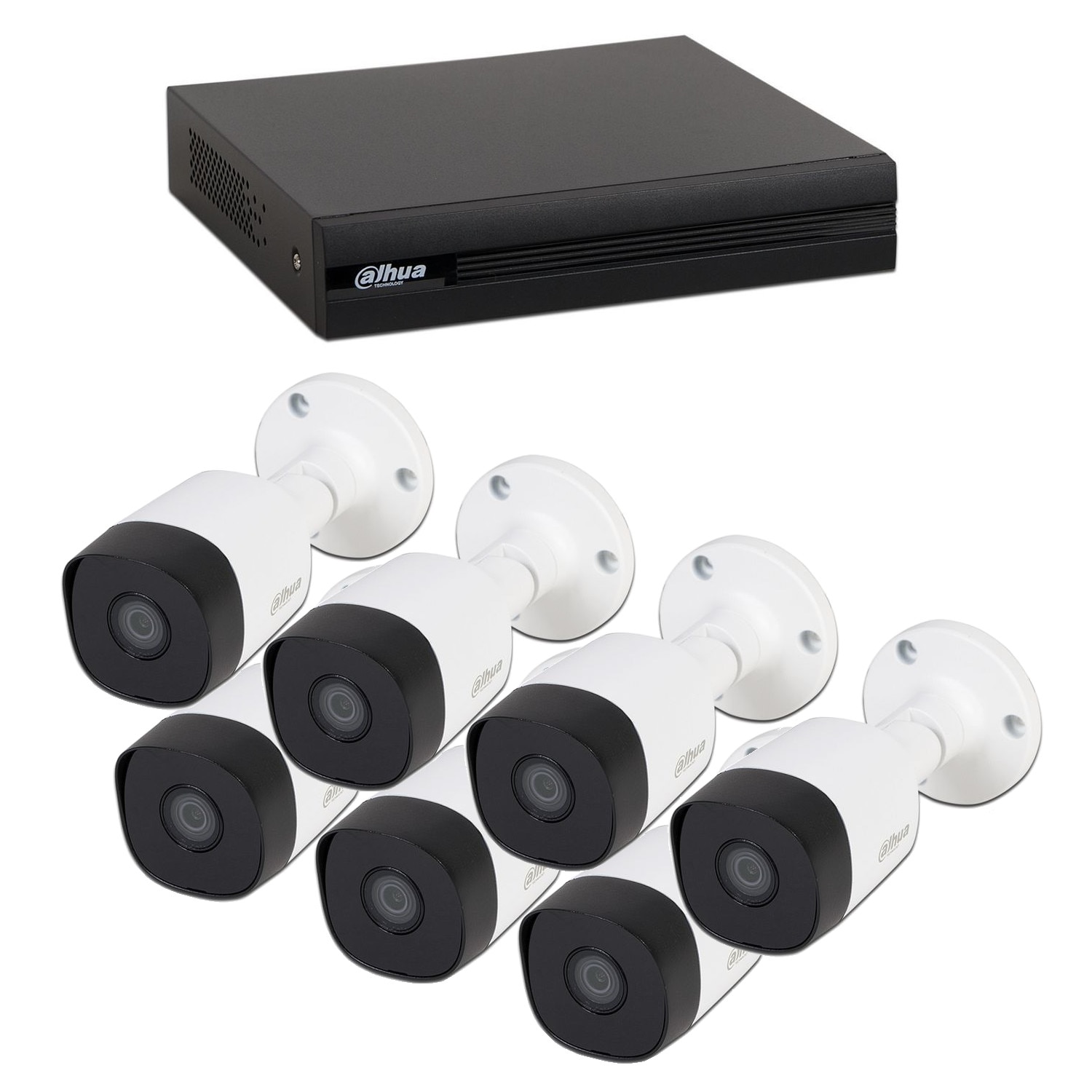 Kit Sistem Supraveghere si Securitate Dahua, 7 Camere Exterior 2MP smart IR 20m + DVR 8 canale