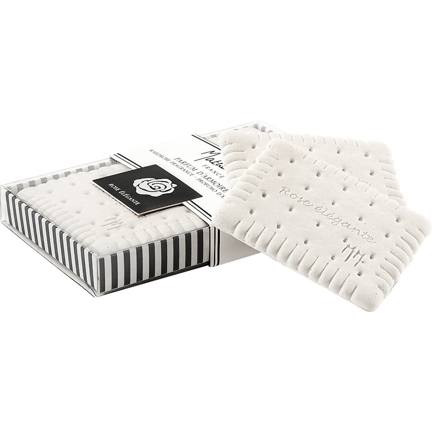 Biscuiti parfumati Mathilde M, Rose Elegante, 10.4 x 6.9 cm, Alb, 4 bucati