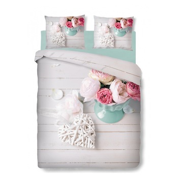 Lenjerie de pat Bedora Romance, 2 persoane, Bumbac Ranforce, Multicolor Lenjerie de pat Bedora Romance, 2 persoane, Bumbac Ranforce, Multicolor